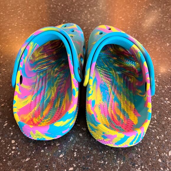 Crocs Kids Classic Marbled Clog Size J 3 Tie Dye Shoes - Picture 4 of 11